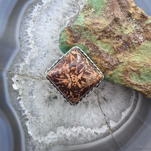 Sterling Silver Southwestern Style Square Mariam Jasper Ring Size 9.5 For Women - Picture 2 of 10